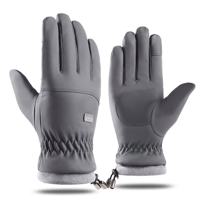 Waterproof Thickening Ski Gloves - Grey - One Size - image 2