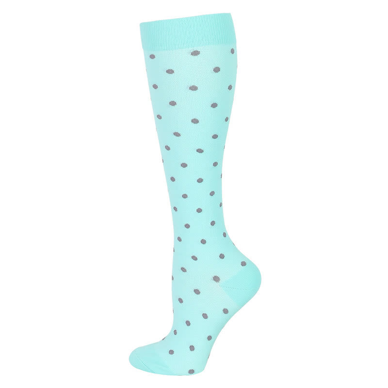 Blue Green Flower Compression Socks(6 Pairs) - Polka Dots - S/M - image 10