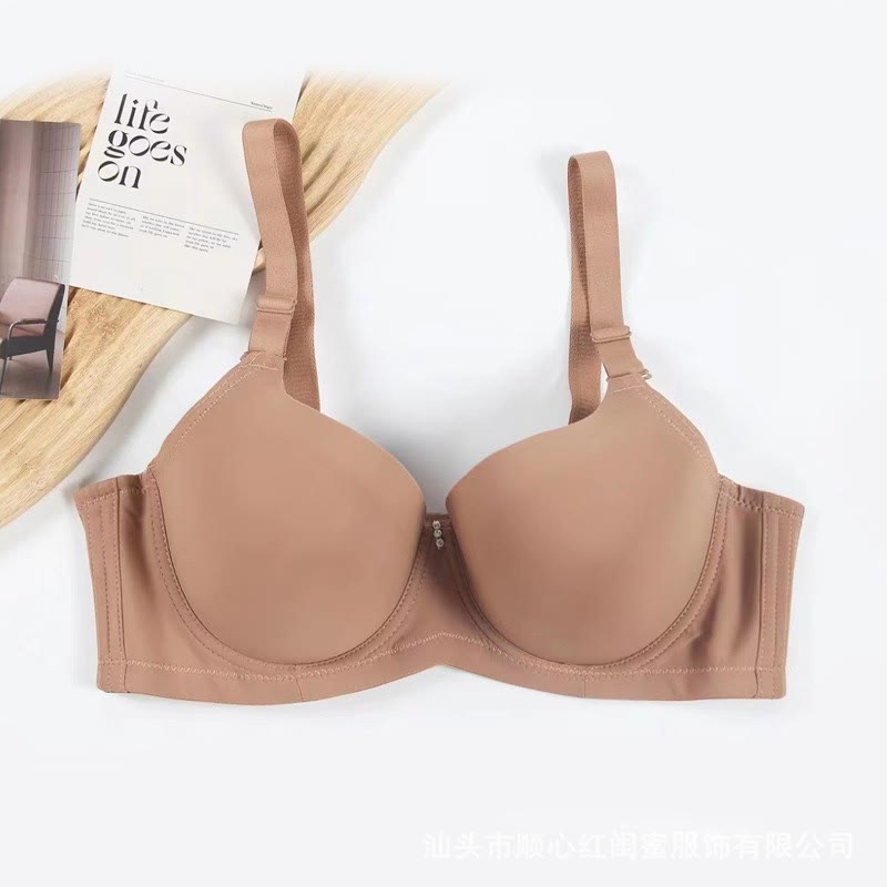 Thin Smooth Seamless Push-up Underwire Bra - Khaki - 44 - C - image 5