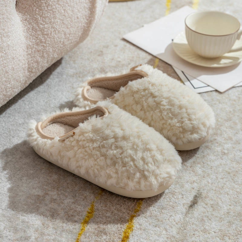 Plus Size Plush Soft Slippers - Beige - EU44-45(US10-11) - image 6