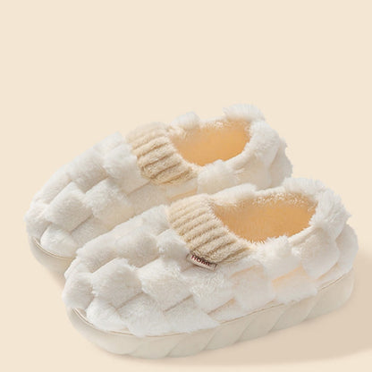 Plus Size Plush Square Slippers - White - EU43-44(US9-10) - image 14
