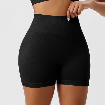 Seamless Outer Wear Sports Yoga Butt Lifting Shorts - Black - 2XL - image 4