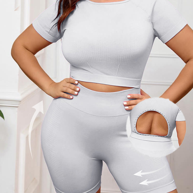 Quick Dry Sports Yoga Suit - Light Gray - 3XL - image 3