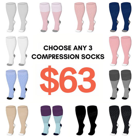 2XL-4XL Plus Size Solid Color Elastic Compression Socks