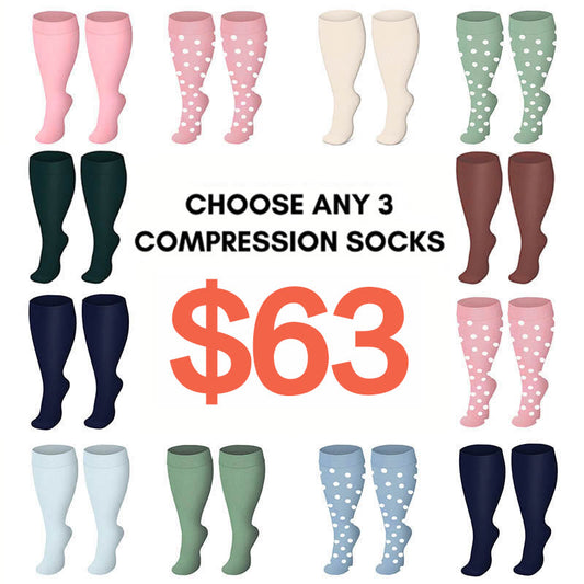 2XL-4XL Plus Size Solid Color Compression Socks