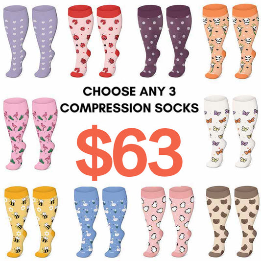 Plus Size Animals Pattern Compression Socks