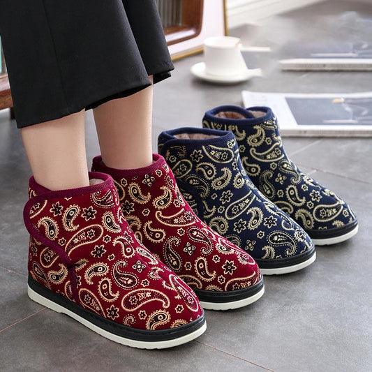 Plus Size Gold Embroidery Slippers - image 1
