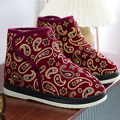 Plus Size Gold Embroidery Slippers - Wine - EU40-41(US7-7.5) - image 13