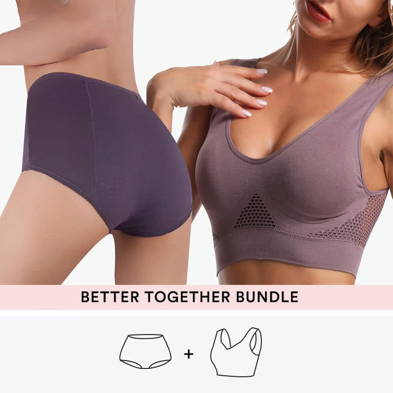 Bundle Cutout Sports Bras + Soft Panty - Purple - 8XL - 5XL - image 0