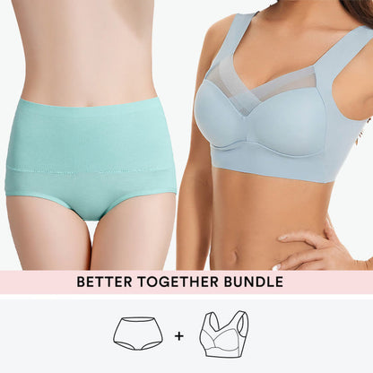 Bundle Wireless Bras +High Waist Panty - Light Blue - 7XL - 6XL - image 2