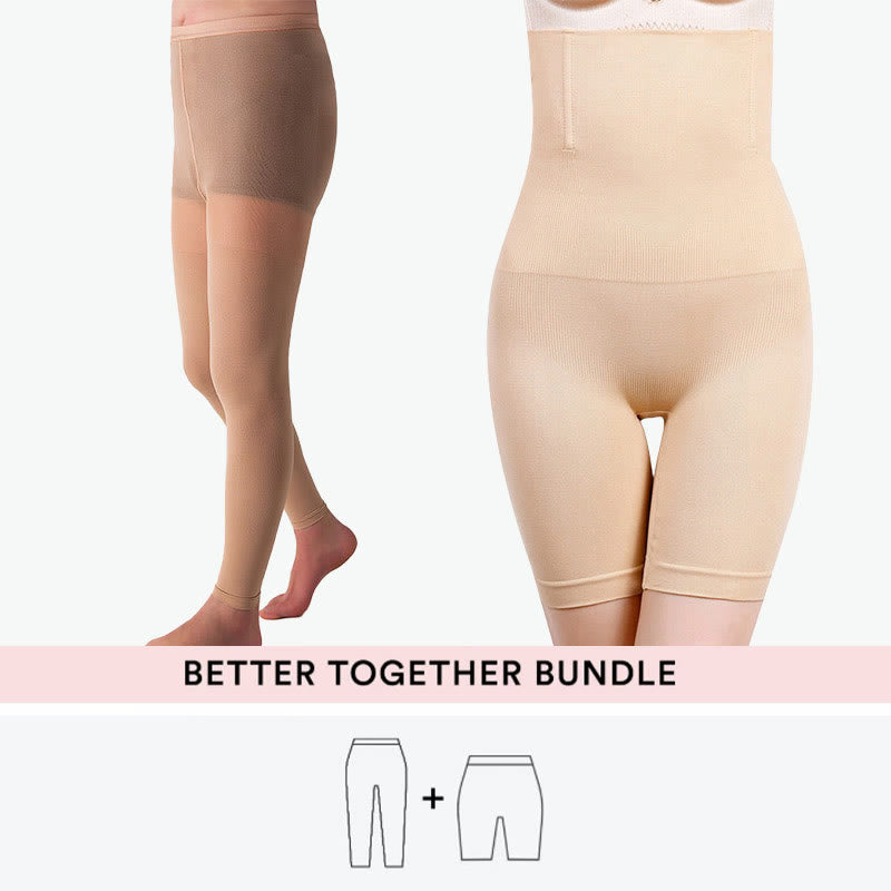 Bundle Plus Size Shapewear + Compression Tights - Nude - 7XL - 4XL - image 0