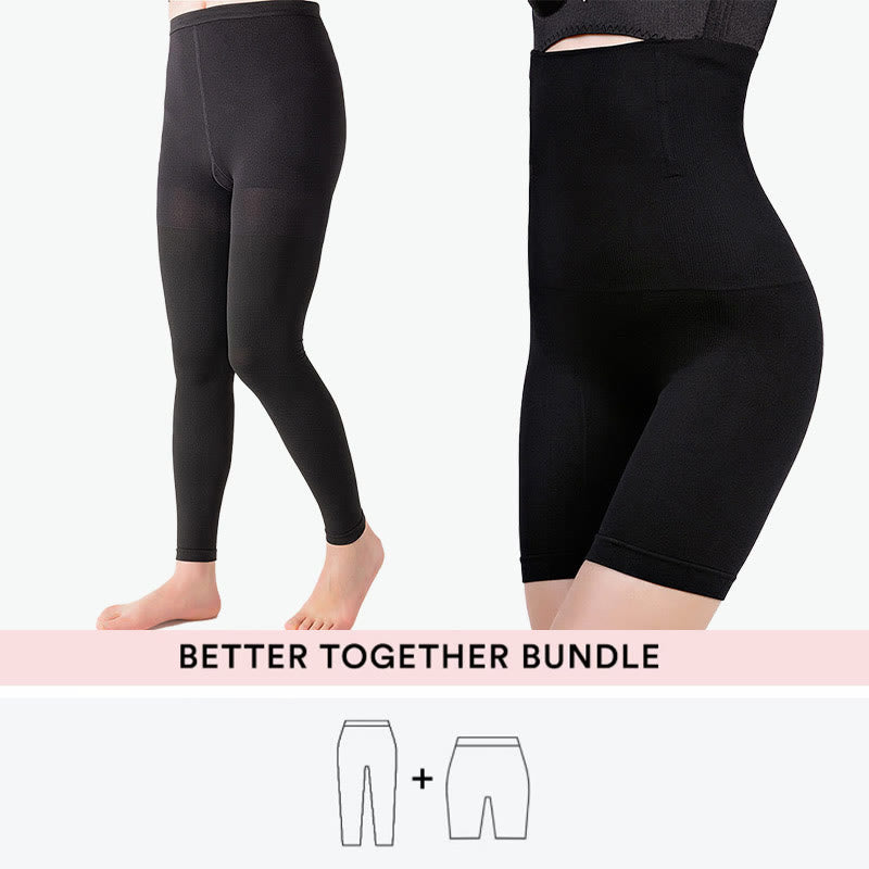 Bundle Plus Size Shapewear + Compression Tights - Black - 7XL - 4XL - image 1