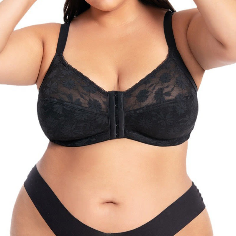 Front Buckle Lace Wireless Bra - image 1