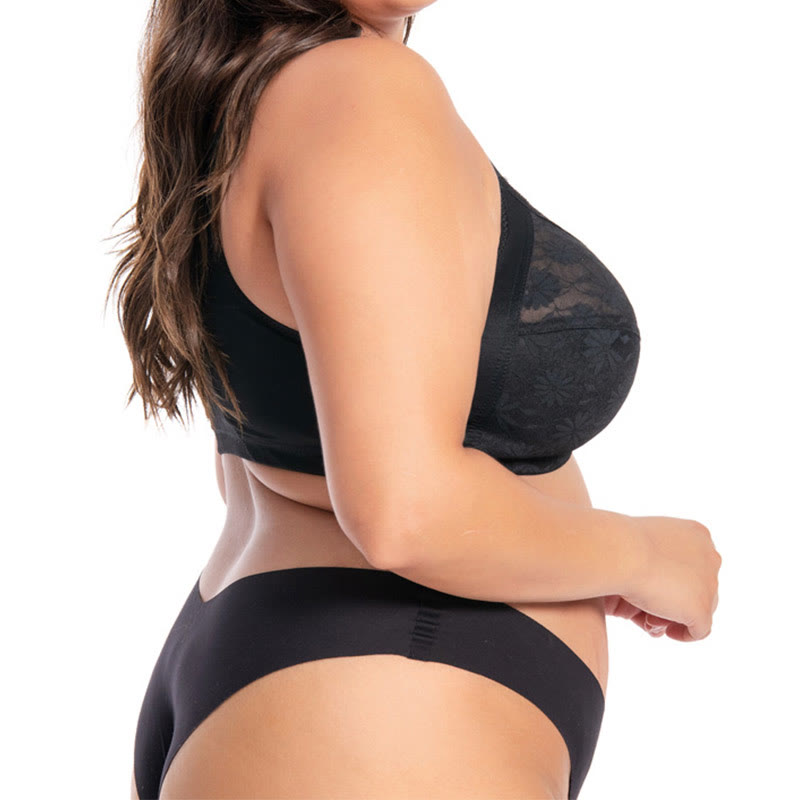 Front Buckle Lace Wireless Bra - image 3