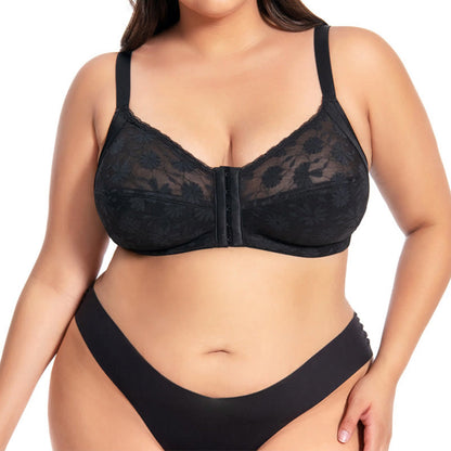 Front Buckle Lace Wireless Bra - image 0