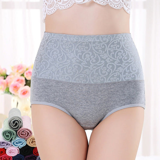 Plus Size High-waisted Cotton Printed Panty(3 Packs)