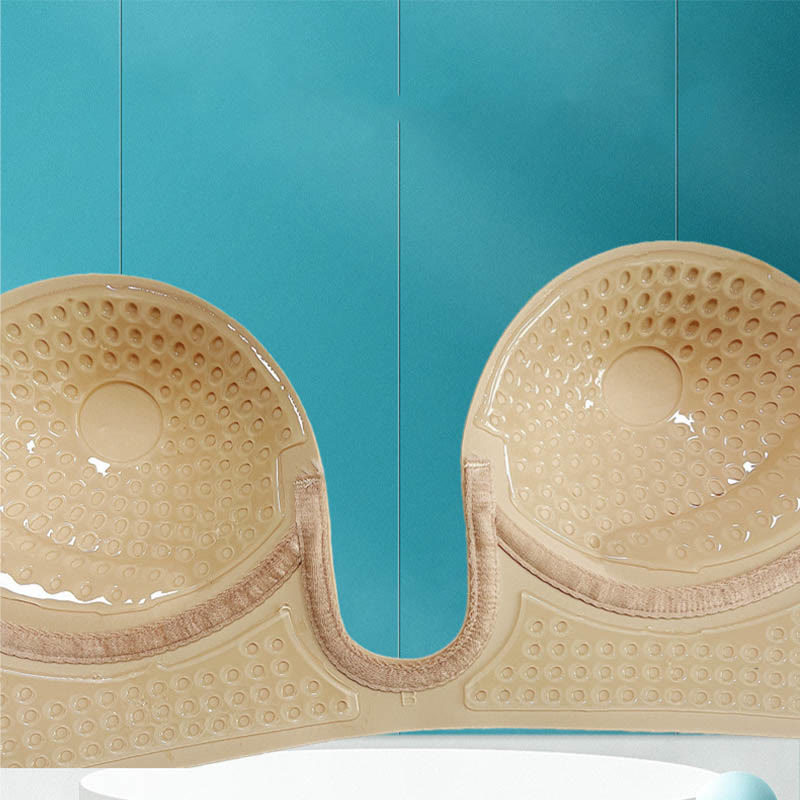 Plus Size Deep U Push Up Sexy Sticky Bra - Nude - E - image 1