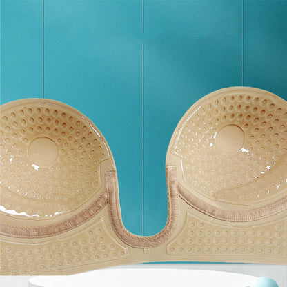 Plus Size Deep U Push Up Sexy Sticky Bra - Nude - E - image 1
