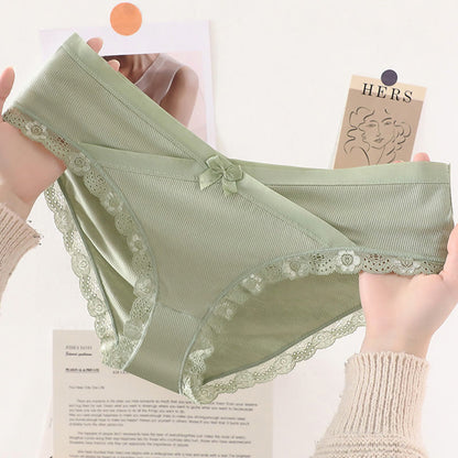 Plus Size V-waist Lace Trim Bow Decor Panty(3 Packs)
