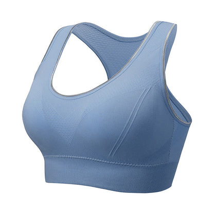 Seamless Breathable Sports Yoga Wireless Bra - Blue - 5XL - image 6