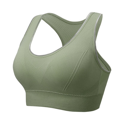 Seamless Breathable Sports Yoga Wireless Bra - Green - 5XL - image 7