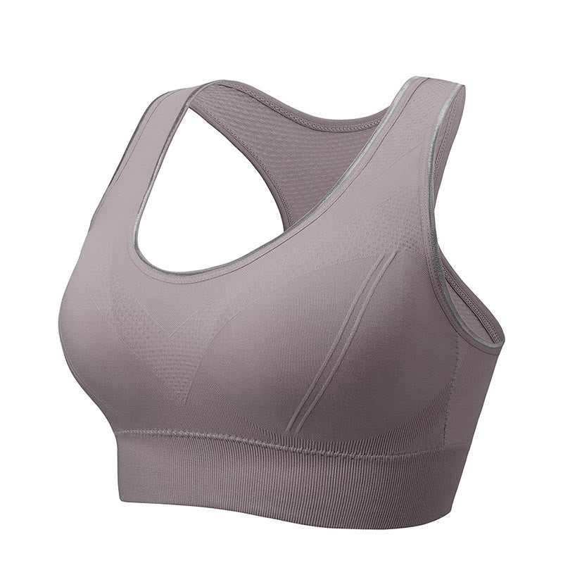 Seamless Breathable Sports Yoga Wireless Bra - Grey - 5XL - image 2