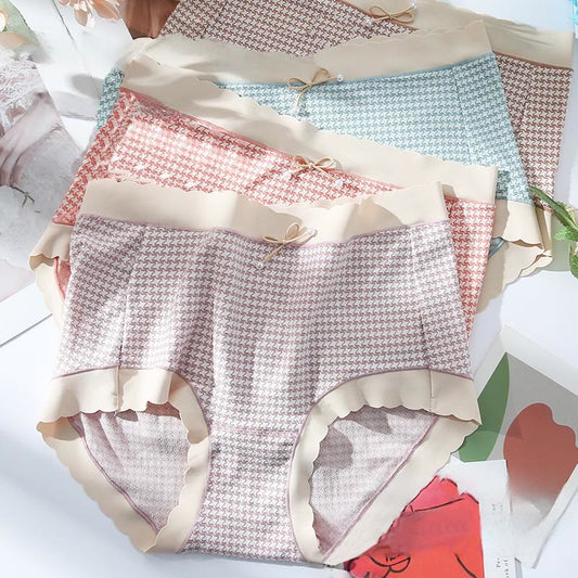 Plus Size High Waist Seamless Plaid Panty(3 Packs)