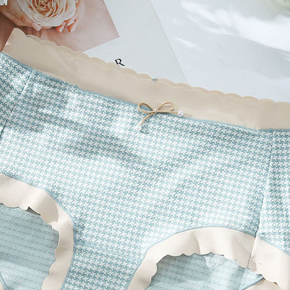 Plus Size High Waist Seamless Plaid Panty(3 Packs)