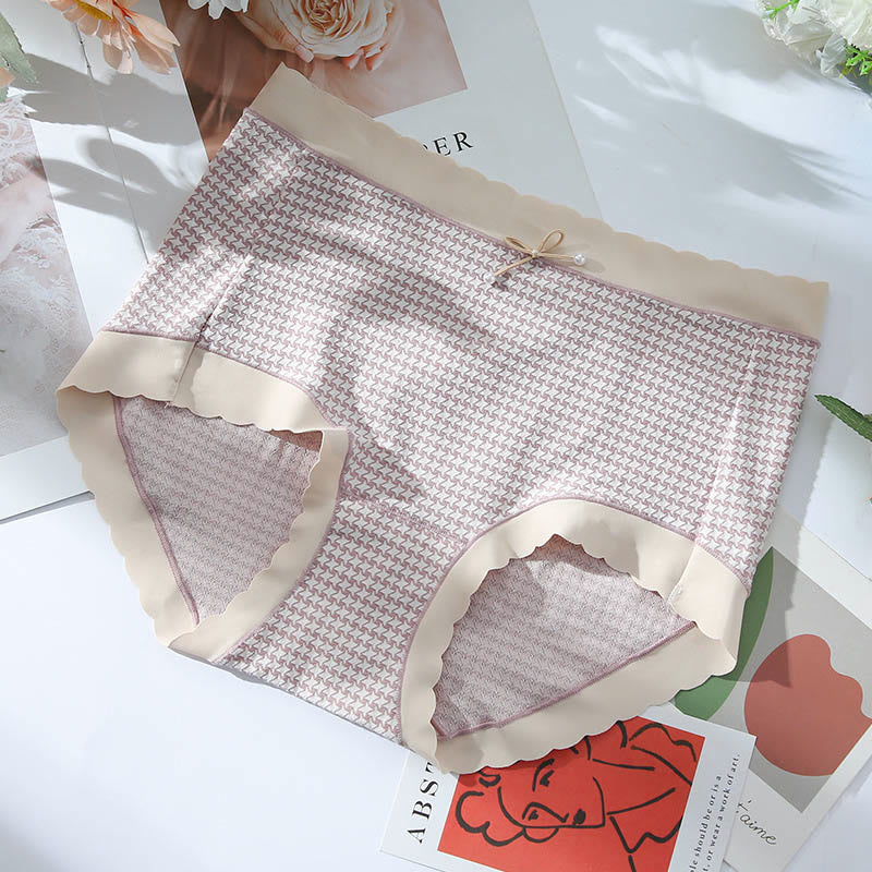 High Waist Seamless Plaid Panty(3 Packs) - Purple - 3XL - image 7