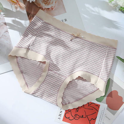 Plus Size High Waist Seamless Plaid Panty(3 Packs)