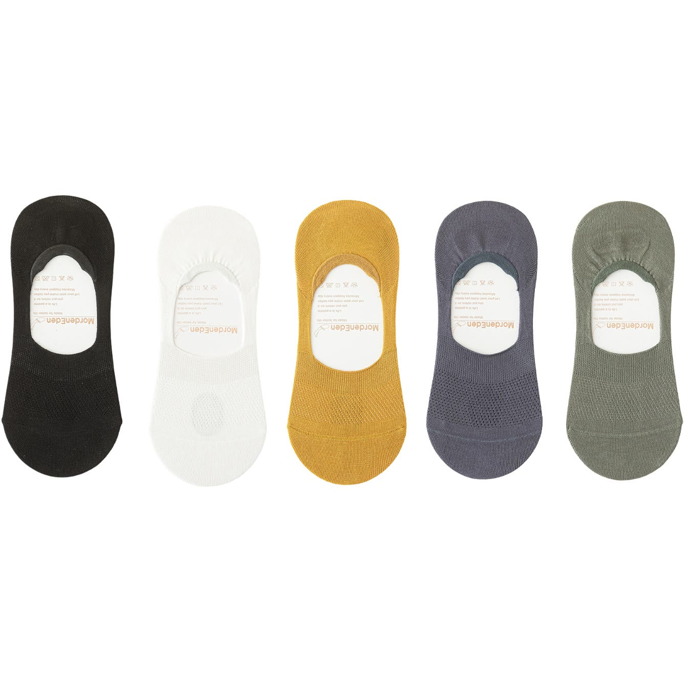 Plus Size Mesh Breathable No Show Socks(5 Pairs) - White+Navy Blue+Black+Yellow+Army Green - EU39-46(US5-12) - image 26