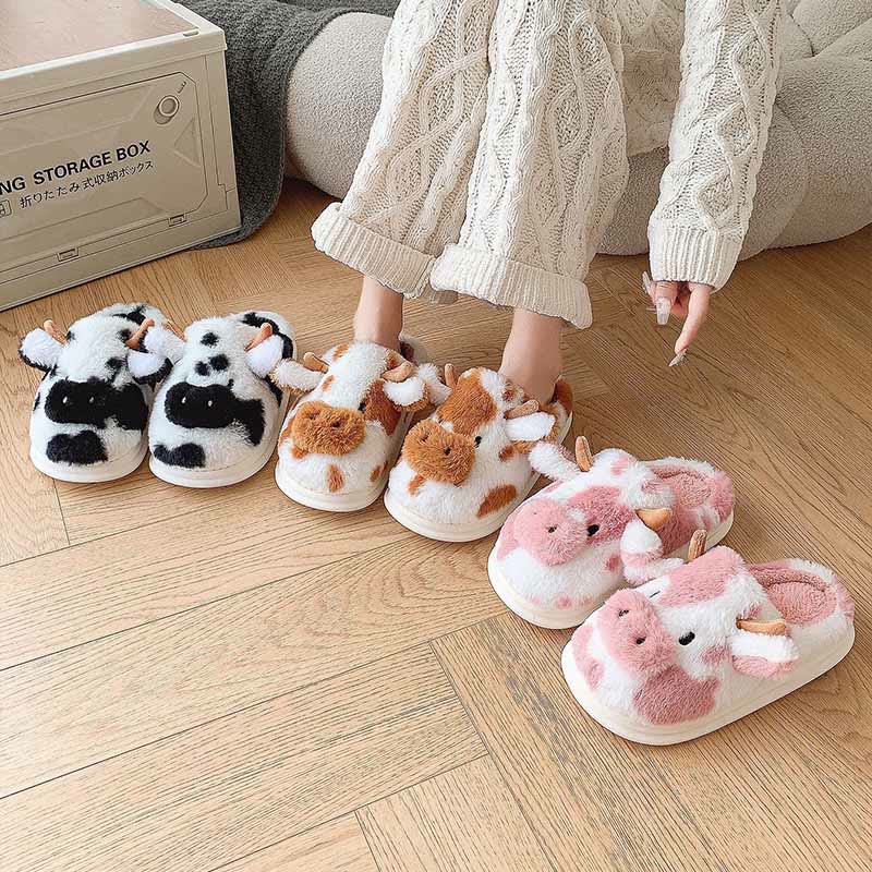 Plus Size Plush Cow Slippers - image 1