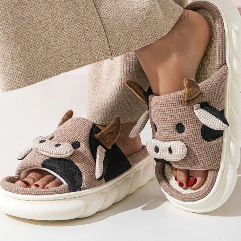Plus Size Funny Patchwork Cow Slippers - image 2