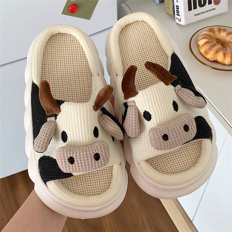 Plus Size Funny Patchwork Cow Slippers - image 11
