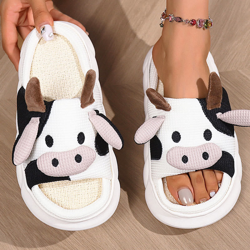Plus Size Funny Patchwork Cow Slippers - image 7