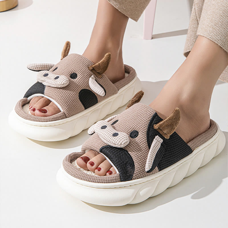 Plus Size Funny Patchwork Cow Slippers - image 6