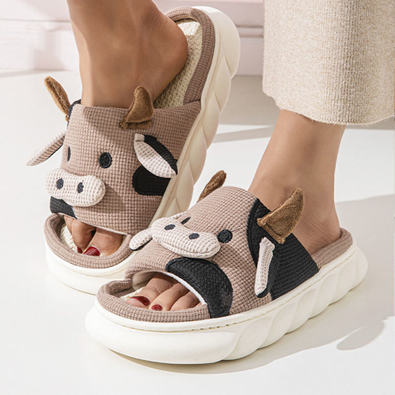 Plus Size Funny Patchwork Cow Slippers - image 1