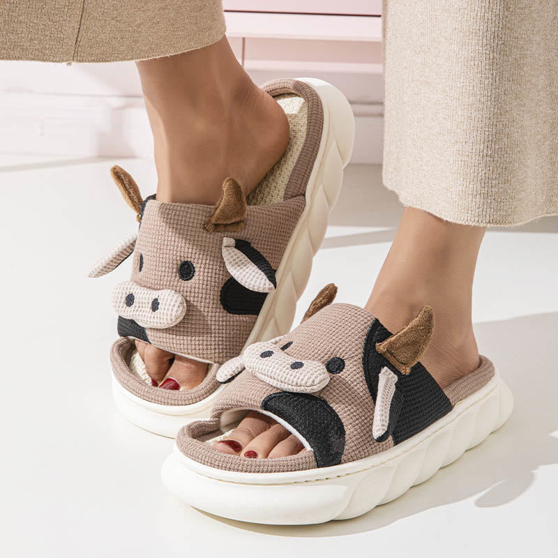 Plus Size Funny Patchwork Cow Slippers - image 3