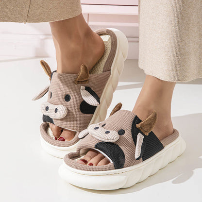 Plus Size Funny Patchwork Cow Slippers - image 3