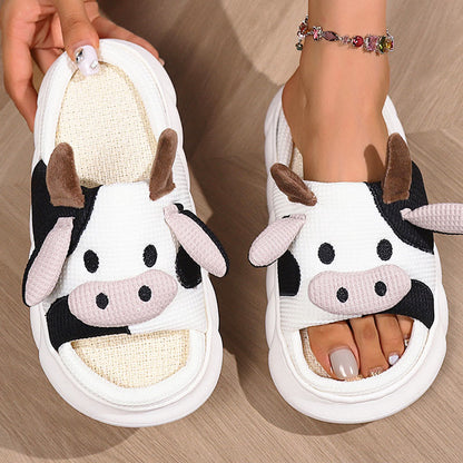 Plus Size Funny Patchwork Cow Slippers - image 6