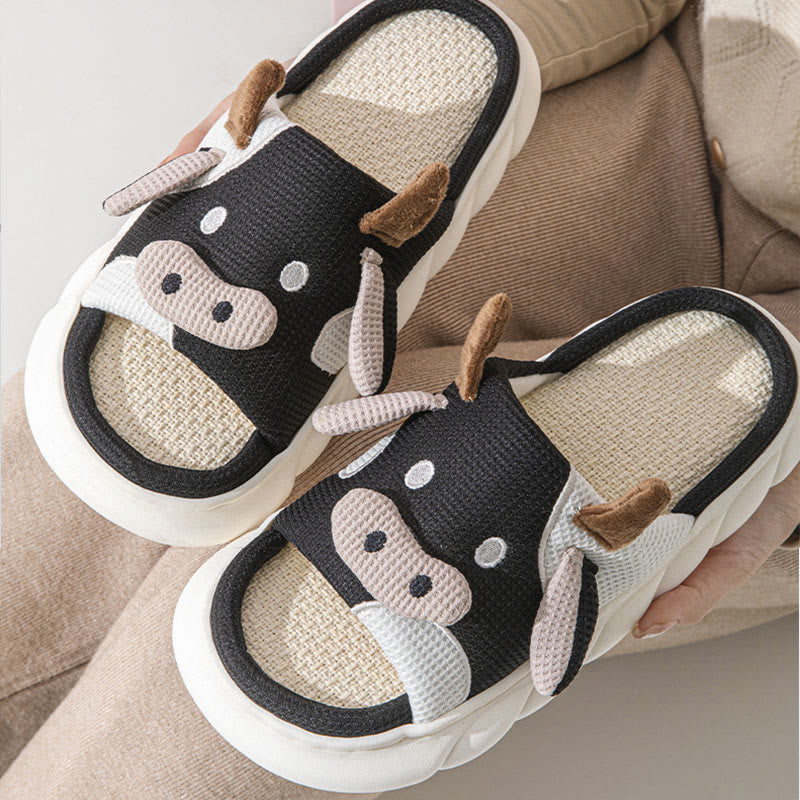 Plus Size Funny Patchwork Cow Slippers - Black - EU43-44(US9-10) - image 9