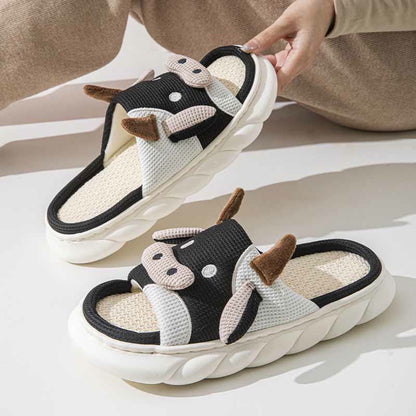 Plus Size Funny Patchwork Cow Slippers - image 8