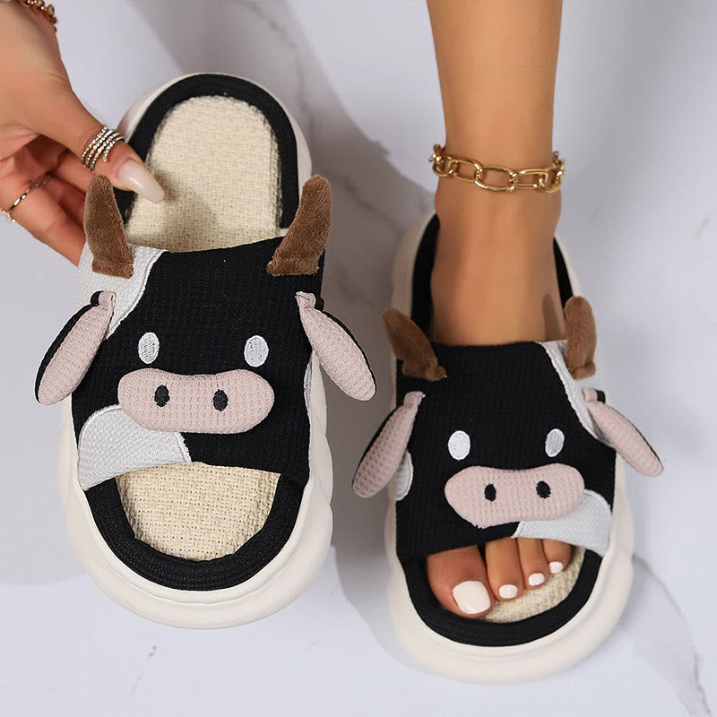 Plus Size Funny Patchwork Cow Slippers - image 4