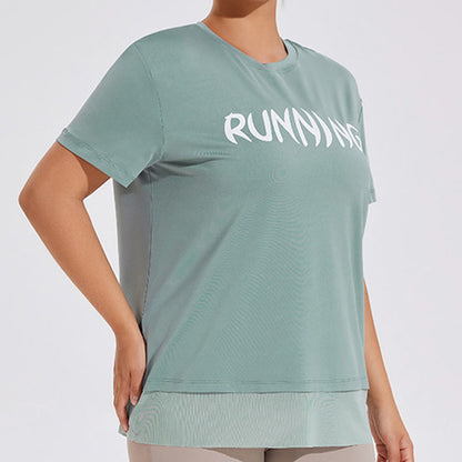 Plus Size Mesh Splicing Loose Yoga Short Sleeves Shirt - image 4