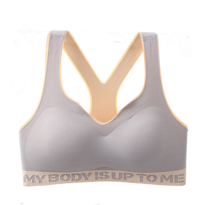 Plus Size Seamless Fitness Push-up Sports Wireless Bra - Grey - 6XL - image 5