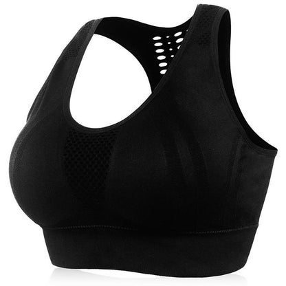 Plus Size Hollow Back See-through Sports Wireless Bra - Black - 4XL - image 4
