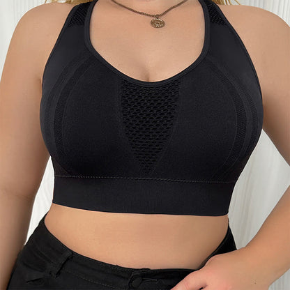 Plus Size Hollow Back See-through Sports Wireless Bra - image 0
