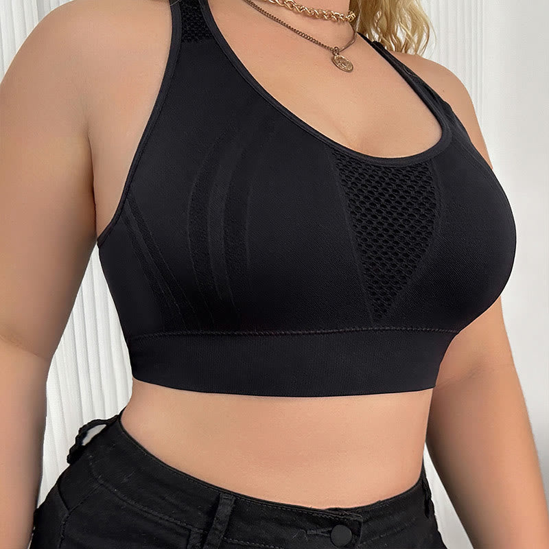 Plus Size Hollow Back See-through Sports Wireless Bra - image 2