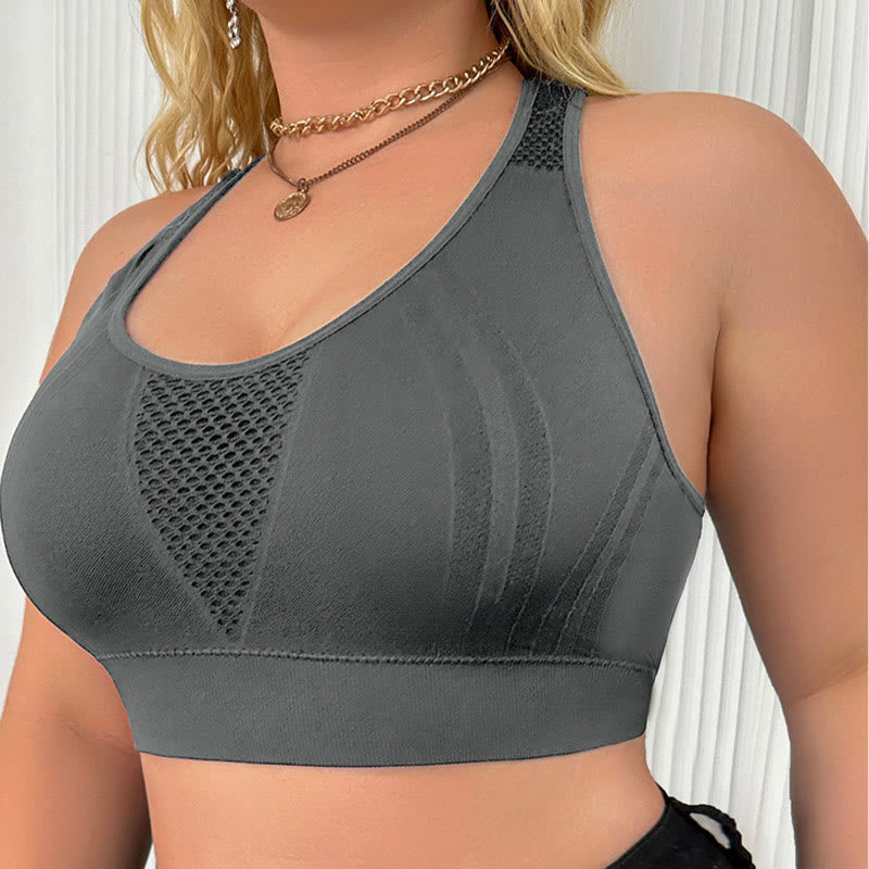 Plus Size Hollow Back See-through Sports Wireless Bra - image 6