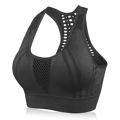 Plus Size Hollow Back See-through Sports Wireless Bra - Grey - 4XL - image 8